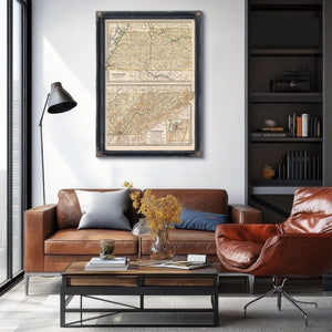 Bella Frye Home & Garden > Decor > Artwork Framed Tennessee Vintage Map - Ornate Embellishment Frame with Print