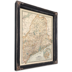 Bella Frye Home & Garden > Decor > Artwork Framed Maine Vintage Map - Ornate Embellishment Frame with Print