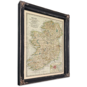 Bella Frye Home & Garden > Decor > Artwork Framed Ireland Vintage Map - Ornate Embellishment Frame with Print