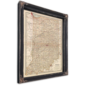 Bella Frye Home & Garden > Decor > Artwork Framed Indiana Vintage Map - Ornate Embellishment Frame with Print