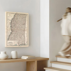 Bella Frye Home & Garden > Decor > Artwork Framed Mississippi Vintage Map - Ornate Embellishment Frame with Print