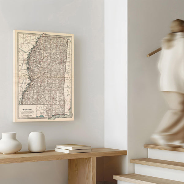 Bella Frye Home & Garden > Decor > Artwork Framed Mississippi Vintage Map - Ornate Embellishment Frame with Print