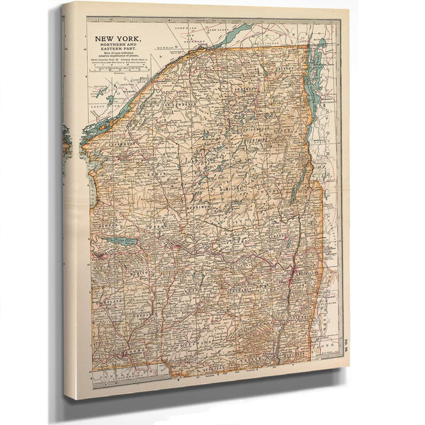 Bella Frye Home & Garden > Decor > Artwork Framed New York, Northern, And Eastern Part Vintage Map - Ornate Embellishment Frame with Print