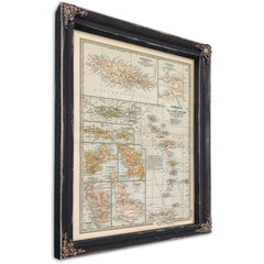 Framed Jamaica Vintage Map - Ornate Embellishment Frame with Print — Ebony Framed Canvas Print | Bella Frye
