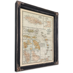 Bella Frye Home & Garden > Decor > Artwork Framed Jamaica Vintage Map - Ornate Embellishment Frame with Print