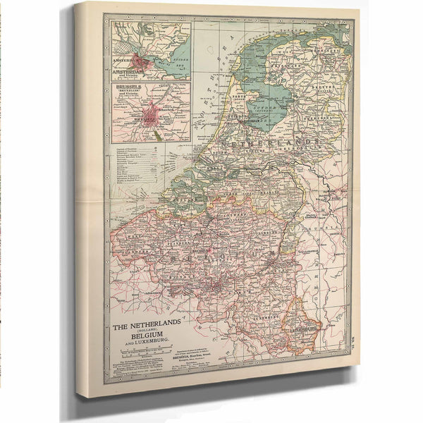 Bella Frye Home & Garden > Decor > Artwork Framed Netherlands Vintage Map - Ornate Embellishment Frame with Print