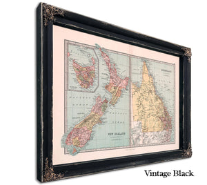 Bella Frye Home & Garden > Decor > Artwork Framed Queensland Vintage Map - Ornate Embellishment Frame with Print