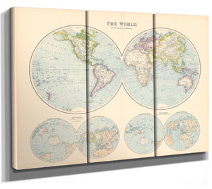 Bella Frye Home & Garden > Decor > Artwork Framed The World on a Plane of a Meridian Vintage Map - Ornate Embellishment Frame with Print