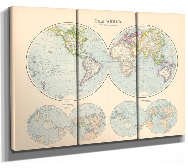 Bella Frye Home & Garden > Decor > Artwork Framed The World on a Plane of a Meridian Vintage Map - Ornate Embellishment Frame with Print