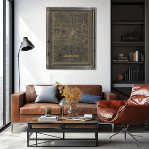 Bella Frye Home & Garden > Decor > Artwork Framed Houston Vintage Map - Ornate Embellishment Frame with Print