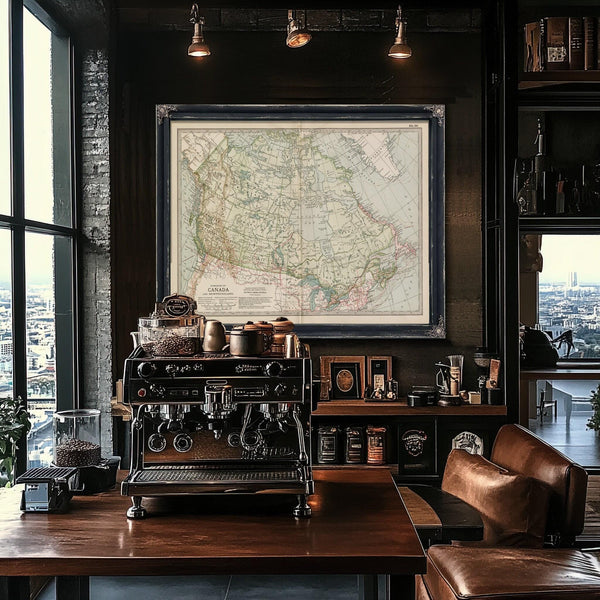 Bella Frye Home & Garden > Decor > Artwork Framed Canada Vintage Map - Ornate Embellishment Frame with Print