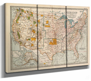 Bella Frye Home & Garden > Decor > Artwork Framed United States Vintage Map - Ornate Embellishment Frame with Print