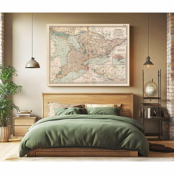 Bella Frye Home & Garden > Decor > Artwork Framed Canada Vintage Map - Ornate Embellishment Frame with Print