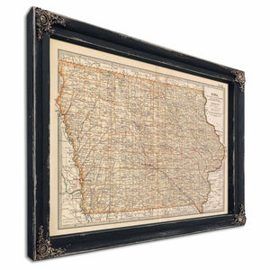Bella Frye Home & Garden > Decor > Artwork Framed Iowa Vintage Map - Ornate Embellishment Frame with Print