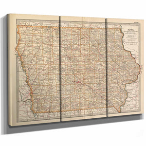 Bella Frye Home & Garden > Decor > Artwork Framed Iowa Vintage Map - Ornate Embellishment Frame with Print