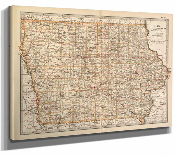 Bella Frye Home & Garden > Decor > Artwork Framed Iowa Vintage Map - Ornate Embellishment Frame with Print