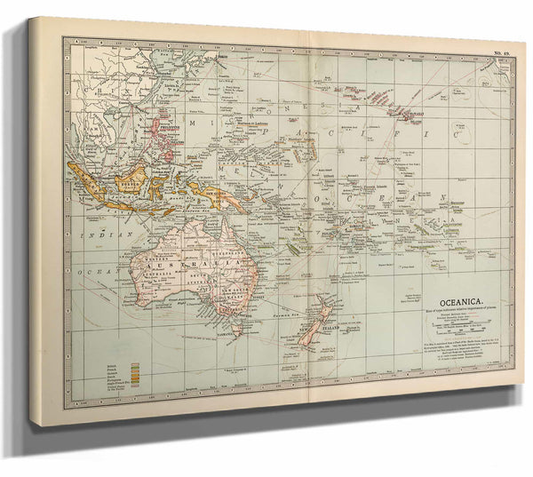 Bella Frye Home & Garden > Decor > Artwork Framed Oceanica Vintage Map - Ornate Embellishment Frame with Print