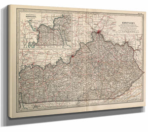 Bella Frye Home & Garden > Decor > Artwork Framed Kentucky Vintage Map - Ornate Embellishment Frame with Print