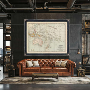 Bella Frye Home & Garden > Decor > Artwork Framed Oceanica Vintage Map - Ornate Embellishment Frame with Print