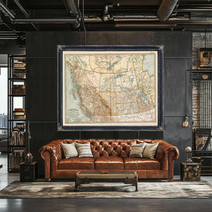 Bella Frye Home & Garden > Decor > Artwork Framed Manitoba British Columbia And The Northwest Territories Vintage Map - Ornate Embellishment Frame with Print