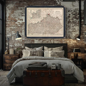 Bella Frye Home & Garden > Decor > Artwork Framed Kentucky Vintage Map - Ornate Embellishment Frame with Print