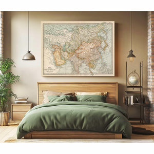 Bella Frye Home & Garden > Decor > Artwork Framed Asia Vintage Map - Ornate Embellishment Frame with Print