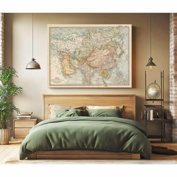 Bella Frye Home & Garden > Decor > Artwork Framed Asia Vintage Map - Ornate Embellishment Frame with Print