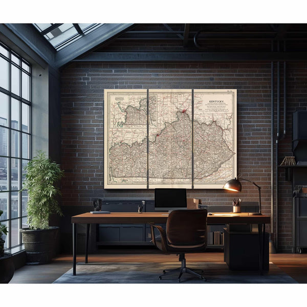 Bella Frye Home & Garden > Decor > Artwork Framed Kentucky Vintage Map - Ornate Embellishment Frame with Print