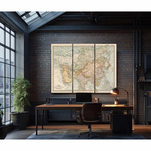 Bella Frye Home & Garden > Decor > Artwork Framed Asia Vintage Map - Ornate Embellishment Frame with Print