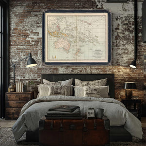 Bella Frye Home & Garden > Decor > Artwork Framed Oceanica Vintage Map - Ornate Embellishment Frame with Print