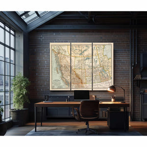 Bella Frye Home & Garden > Decor > Artwork Framed Manitoba British Columbia And The Northwest Territories Vintage Map - Ornate Embellishment Frame with Print