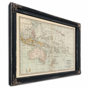 Bella Frye Home & Garden > Decor > Artwork Framed Oceanica Vintage Map - Ornate Embellishment Frame with Print