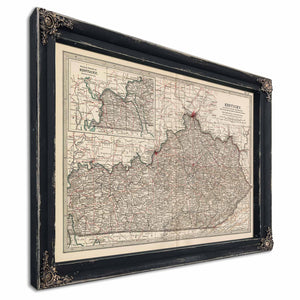 Bella Frye Home & Garden > Decor > Artwork Framed Kentucky Vintage Map - Ornate Embellishment Frame with Print