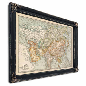 Bella Frye Home & Garden > Decor > Artwork Framed Asia Vintage Map - Ornate Embellishment Frame with Print