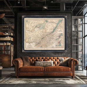 Bella Frye Home & Garden > Decor > Artwork Framed Quebec Vintage Map - Ornate Embellishment Frame with Print