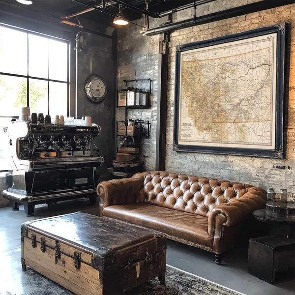 Bella Frye Home & Garden > Decor > Artwork Framed Montana Vintage Map - Ornate Embellishment Frame with Print