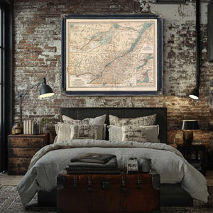 Bella Frye Home & Garden > Decor > Artwork Framed Quebec Vintage Map - Ornate Embellishment Frame with Print