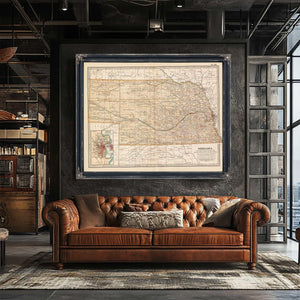 Bella Frye Home & Garden > Decor > Artwork Framed Nebraska Vintage Map - Ornate Embellishment Frame with Print