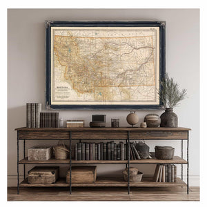 Bella Frye Home & Garden > Decor > Artwork Framed Montana Vintage Map - Ornate Embellishment Frame with Print