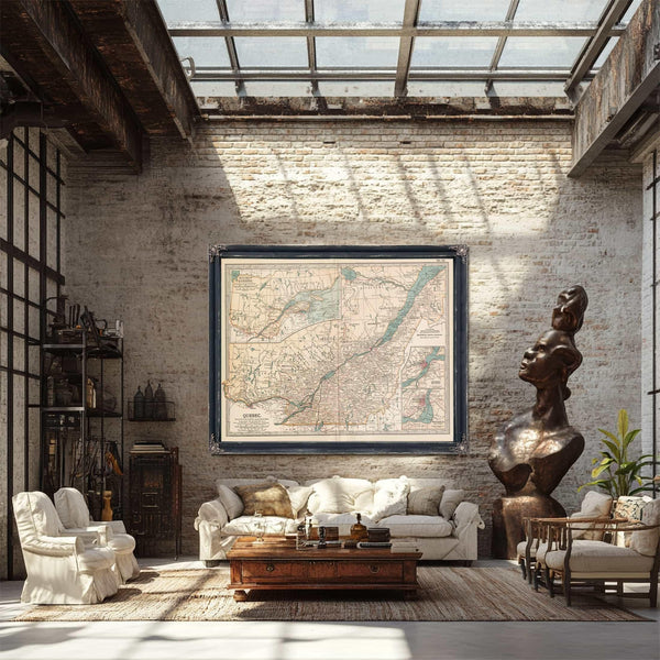 Bella Frye Home & Garden > Decor > Artwork Framed Quebec Vintage Map - Ornate Embellishment Frame with Print