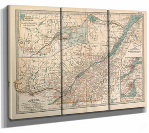 Bella Frye Home & Garden > Decor > Artwork Framed Quebec Vintage Map - Ornate Embellishment Frame with Print