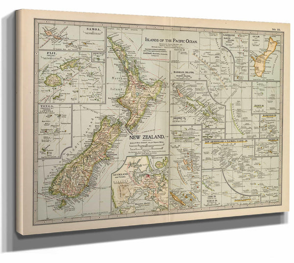 Bella Frye Home & Garden > Decor > Artwork Framed Islands Of The Pacific Ocean Vintage Map - Ornate Embellishment Frame with Print