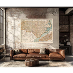 Bella Frye Home & Garden > Decor > Artwork Framed North Carolina Vintage Map - Ornate Embellishment Frame with Print