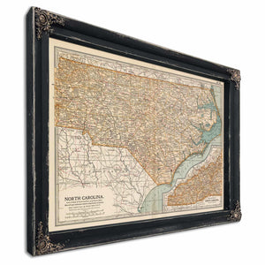 Bella Frye Home & Garden > Decor > Artwork Framed North Carolina Vintage Map - Ornate Embellishment Frame with Print