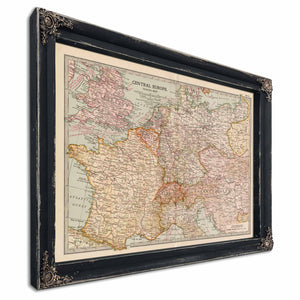 Bella Frye Home & Garden > Decor > Artwork Framed Central Europe Vintage Map - Ornate Embellishment Frame with Print