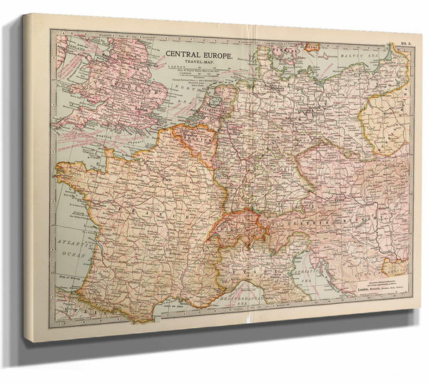 Bella Frye Home & Garden > Decor > Artwork Framed Central Europe Vintage Map - Ornate Embellishment Frame with Print