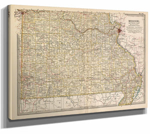 Bella Frye Home & Garden > Decor > Artwork Framed Missouri Vintage Map - Ornate Embellishment Frame with Print