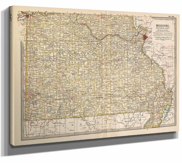 Bella Frye Home & Garden > Decor > Artwork Framed Missouri Vintage Map - Ornate Embellishment Frame with Print