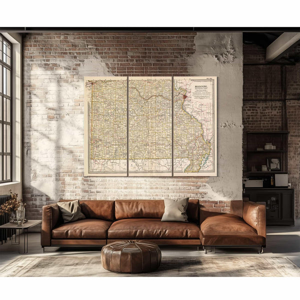 Bella Frye Home & Garden > Decor > Artwork Framed Missouri Vintage Map - Ornate Embellishment Frame with Print