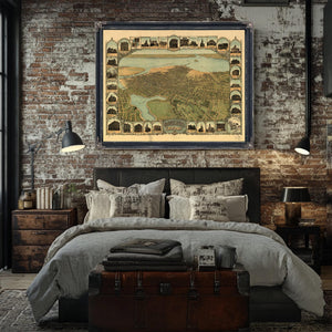 Bella Frye Home & Garden > Decor > Artwork Oakland California Vintage Map Wall Art - Bird's Eye View City Canvas Art